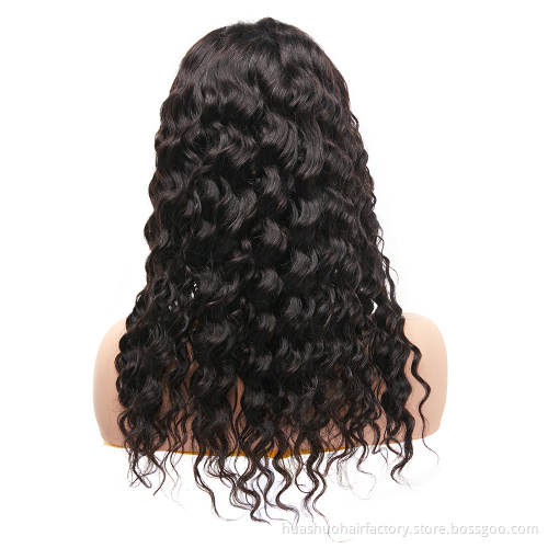 Huashuo Free Shipping  4*4 Human Lace Closure Wig Brazilian Virgin Human Hair Lace Wigs With Baby Hair Deep Wave
